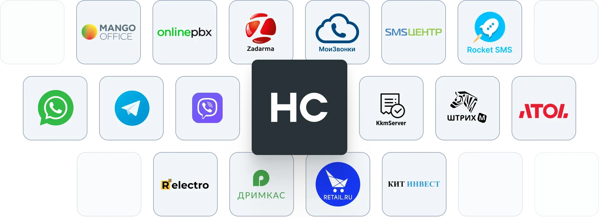 Интеграция в CRM с телефониями, смс-провайдерами, мессенджерами и онлайн-кассами